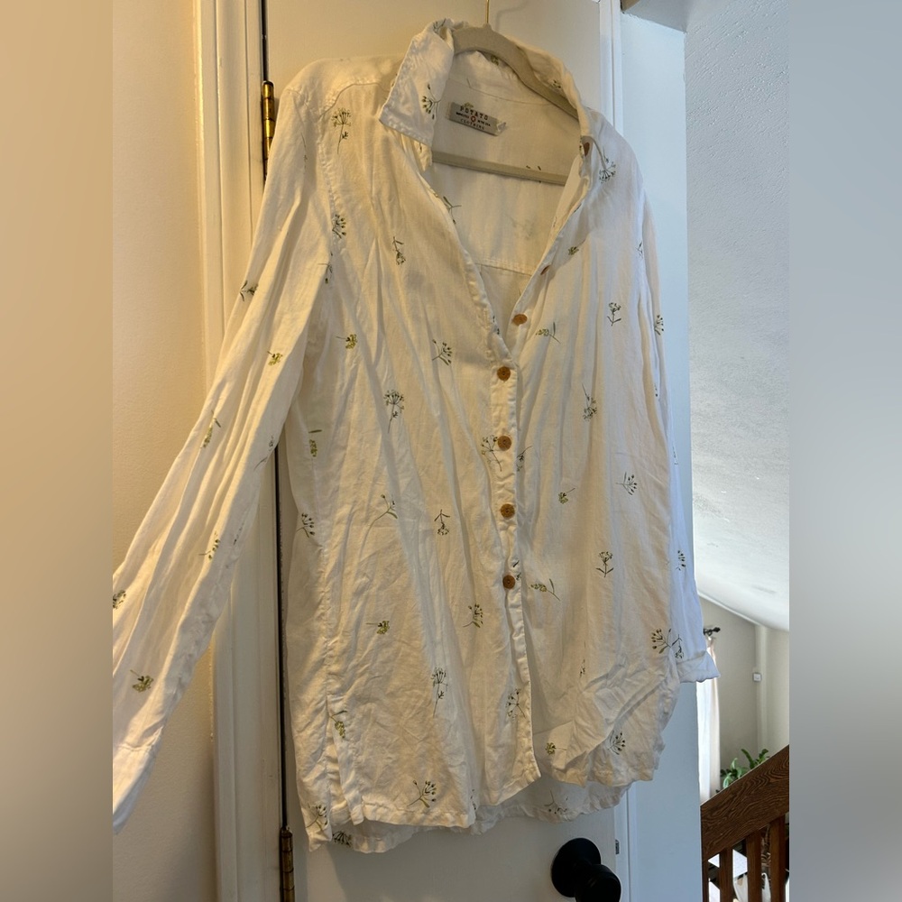 100% linen floral shirt